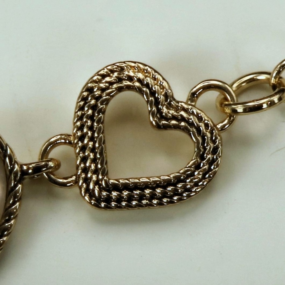 Napier Gold Tone Heart Link Bracelet Iridescent Faceted Stones NIB - Picture 4 of 6